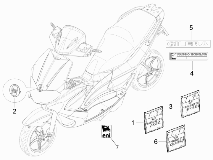 2.38 Samolepky, loga - Gilera Runner 50 PureJet 2010-2011 (ZAPC46200)