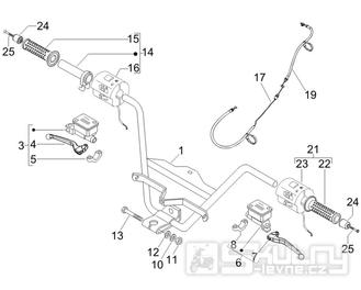 3.06 Řidítka, gripy, brzdové páčky - Gilera Nexus 250 4T LC 2007 (ZAPM35300)