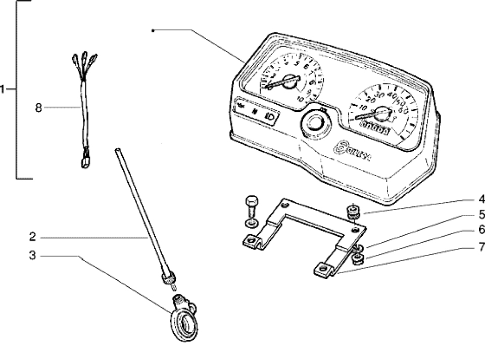 T33 Tachometr, náhon a převodník tachometru - Gilera GSM 50ccm Morini do 2005 (VTBC08102...)