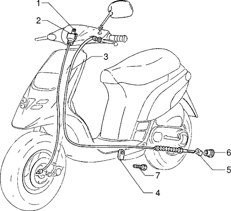 T35 Náhon tachometru, brzdové lanko - Gilera Storm 50ccm 1998-2005 (TEC2T...)