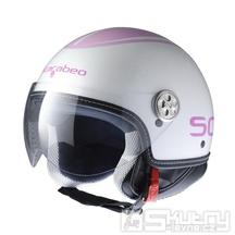 Motocyklová JET přilba SCARABEO, růžovo/bílá