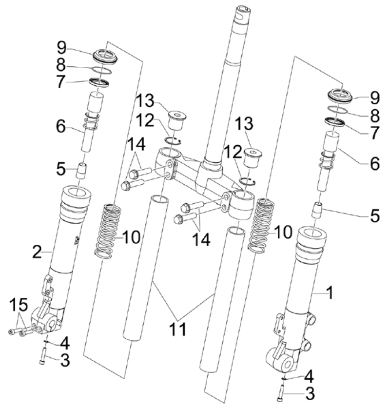 4.03 Přední kyvná vidlice (Kayaba) - Gilera Runner 125 "SC" VX 4T UK (ZAPM46100)