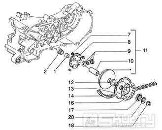 T10 Variátor, řemen variátoru - Gilera Runner Purejet 50 1998-2005 (ZAPC36100)