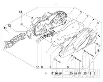 1.45 Vzduchový filtr - Gilera Nexus 300ie 4T LC 2009-2011 (ZAPM35600)