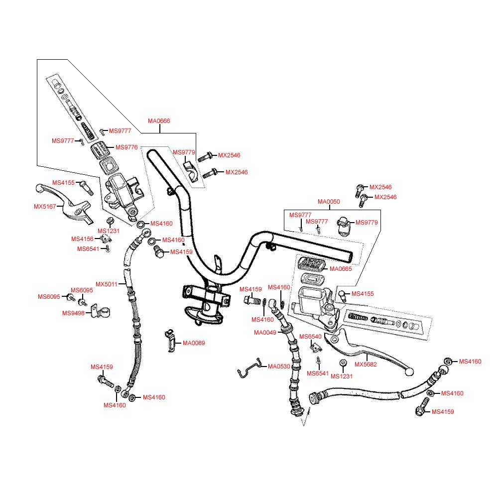 F04 Brzdové páčky / brzdový válec / hadice - Kymco Grand Dink 125 E3