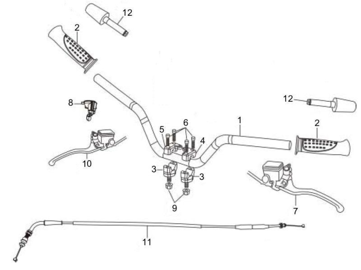 3.06 Řidítka, gripy, brzdové páčky - Gilera Oregon 250 2007-2009 (RGEYN25D5)