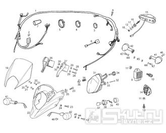 66.07 Osvětlení, blinkry, elektroinstalace, relé - Gilera SMT 50 D50B0 od roku 2013